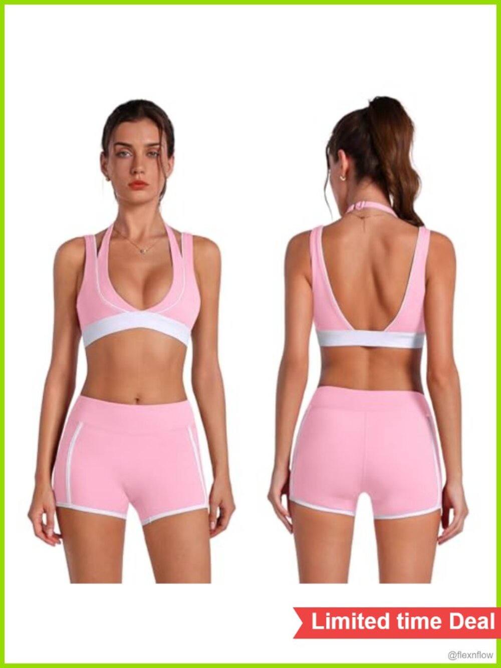Women's 2 Piece Workout Set Polyamide Elastane Sports Bra & Mini Shorts